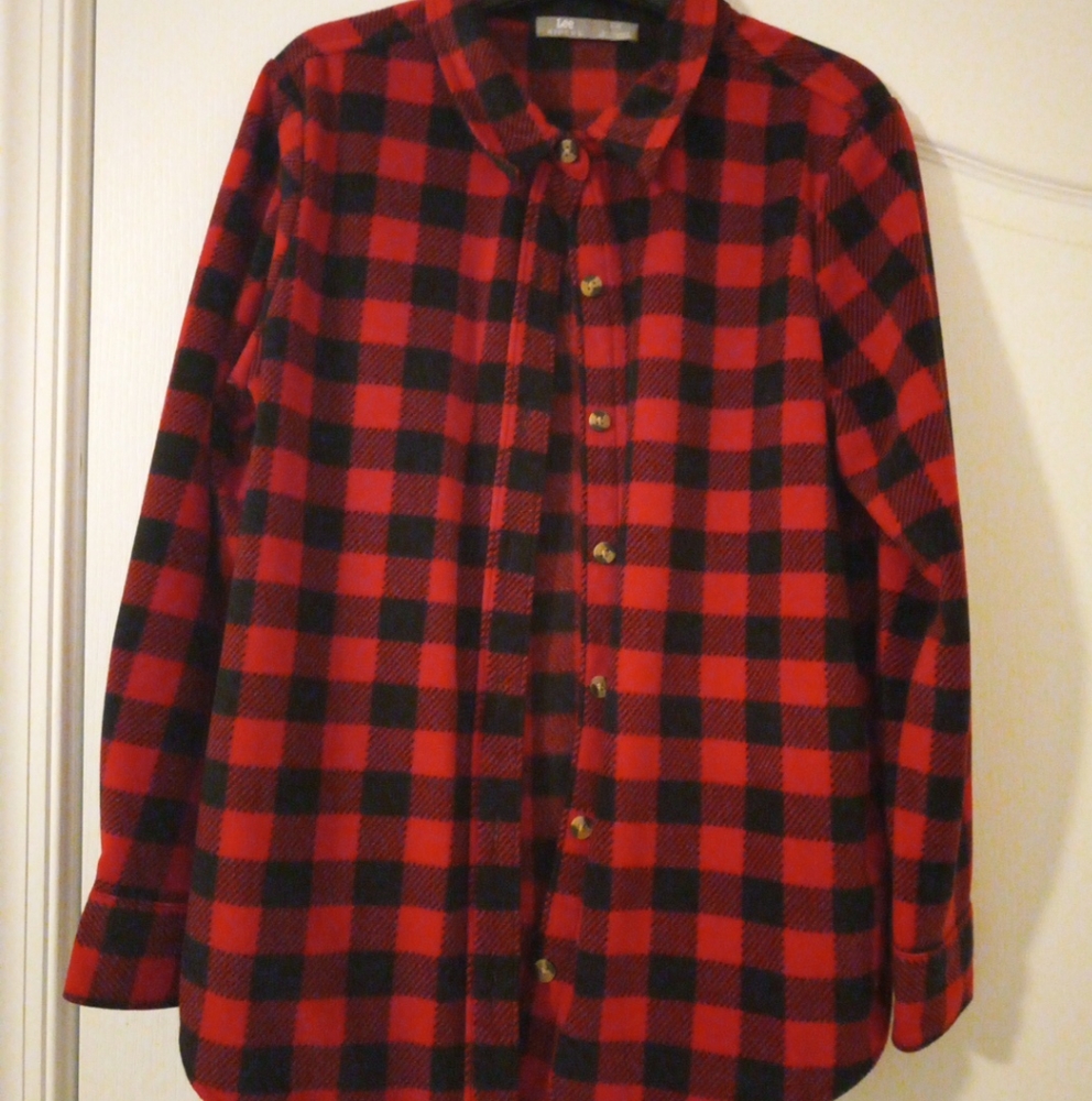 Fleece flannel shirt with pockets